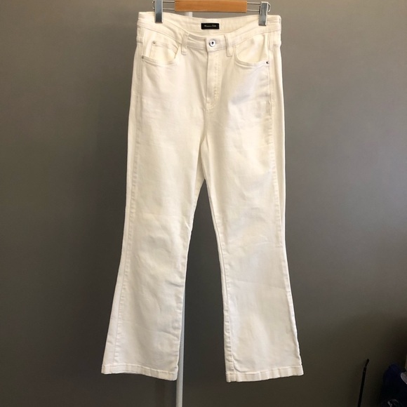 Massimo Dutti White Boot Cut Fit Flared Low Rise Boho High Rise Denim Jeans. US8 - Picture 1 of 16